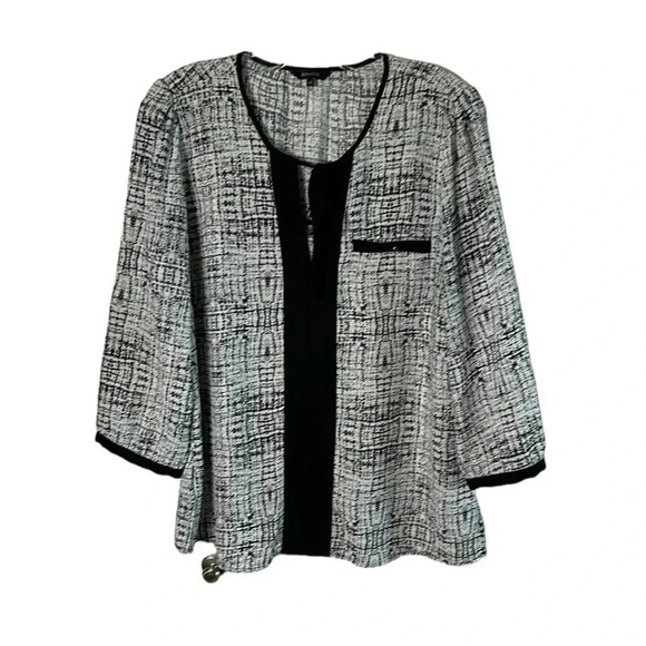 RW & CO BLOUSE, L,Colorblock, office siren , event ,black ,key hole pockets,EC - Picture 2 of 15